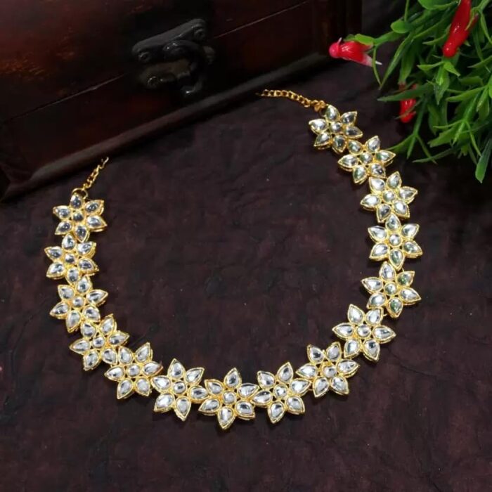 Golden Alloy Kundan Hair Chain Accessories For Women Girls Matha Patti/Sheesh Patti/Mang Patti Head Chain Traditional Headband Kundan Studded Hairband Jewellery