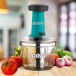 Gopi Hand Press Manual Push Chopper with 5 Blades, 900 ML, Effortlessly Chopping Vegetables and Fruits for Your Kitchen