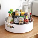 Gopi Lazy Susan 360° Rotating Kitchen Spice Cosmetic Holder Organizer Rack Tray (23L x 23B x 7.5H cm, White)