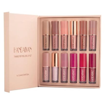 HANDAIYAN Lipstick Set of 12 Matte Velvet Mini Liquid Lipstick Set for Women - Long Lasting, Waterproof Lip Gloss Combo New