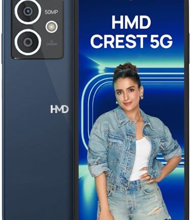 HMD Crest 5G | Segment First 50 MP Selfie Camera | 50 MP Dual Rear AI Camera | FHD+ OLED Display | 6 GB RAM & 128 GB Storage | Android 14 | 33W Fast Charger in Box | Midnight Blue