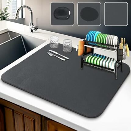 HOME SKILL® Drying mat for Kitchen Utensils Hide Stain Anti Quick Dry Water Absorbent for Kitchen Counter Coffee Bar Mat for Kitchen Dry mat for kitchen place mat (Pack of 1)