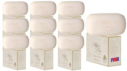 HUDACRUSH BEAUTY's Milk and Honey Gold Softening Creamy Soap Bar for Nourished, Silky-Smooth Skin (Pack of 10)