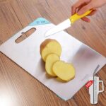 Herrlich Homes Rectangle Stainless Steel Chopping Board | Free Steel Straw | for Cutting Vegetables, Meat, Fish, Fruits | Unbreakable,Easy to Clean | Chopping Board for Kitchen | M | 30 x 20 cm