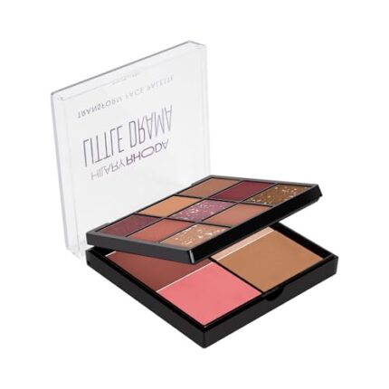 Hilary Rhoda Transform Face Palette | 9 Eyeshadows | 2 Blushes | Highlighter & Contour | Highly Pigmented | Available in 2 Variants | Matte & Shimmer Finish | All-in-One Kit | 18g (Soft Glam)