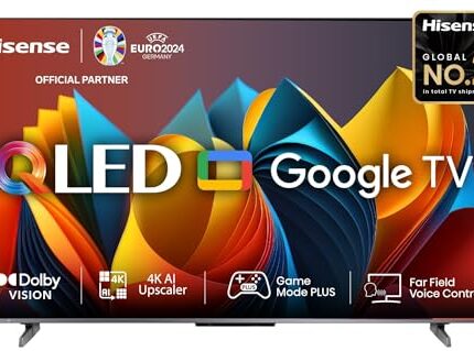Hisense 108 cm (43 inches) E68N Series 4K Ultra HD Smart Google QLED TV (Grey) | Quantum Dot Color | Dolby Vision | HDR 10+Decoding | AI Sports Mode