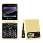 IKALL A3 Flip Mobile Keypad Feature Phone with 2.4" Display, Incoming Call and SMS Indicator Light Reminder, Inbuilt 2000 mAh Battery (Gold)