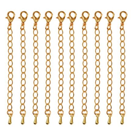 Imported 10pcs Extension Link Chain Necklace Extenders Jewelry Findings 75 mm Gold