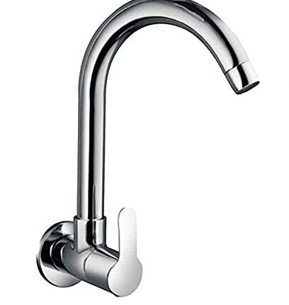 JAGGER LAKS3246 (Mark) Wall Mounted Kitchen Sink Cock Faucets Taps for Kitchen Sink/Basin Taps with Wall Flange & Teflon Tape, Chrome , Brass, Steel