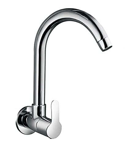 JAGGER LAKS3246 (Mark) Wall Mounted Kitchen Sink Cock Faucets Taps for Kitchen Sink/Basin Taps with Wall Flange & Teflon Tape, Chrome , Brass, Steel