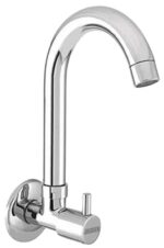 JAGGER Turbo Kitchen Sink Tap For Kitchen Sink/Kitchen Basin/Home, Features:- Wall Mounted, 360 Degree Rotating Spout, Quarter Turn &Foam Flow (With Wall Flange & Teflon Tape) (Turbo), Silver