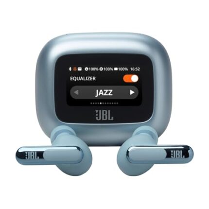 JBL New Launch Live Beam 3,Hi-Res Audio True ANC TWS,Smart Case with Touch Display,48H Playtime,Wireless Charging,6 Mic,Multipoint Connection, Ip55 Proof, in Ear Headphones App, Personi-Fi 3.0 (Blue)