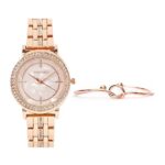 Joker & Witch Stainless Steel Women Yvonne Gold Analog Watch Bracelet Stack, Rose Gold Dial, Rose Gold Band