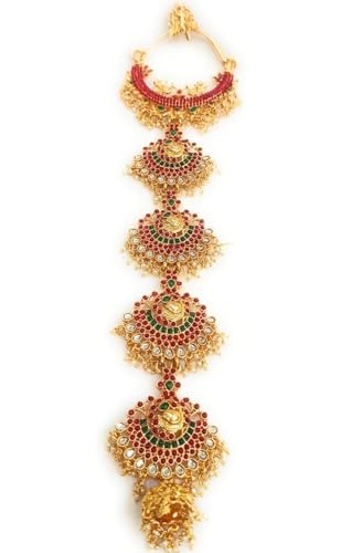 KGR Splash Jada Billalu Set For Bridal New Model Bharatanatyam Jewellery Set Wedding Hair Design Jada Billa Hair Jewelry For Women Hair Decoration Accessories Wedding Hair Braid Choti (Multicolour)