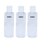 KWEL 300ml Refillable Empty Clear Plastic Sample Mini Bottle With Flip Caps For Fine Drop Liquid Atomizer Sanitizer Air Travel Loations Beauty Makeup (Pack of 3)