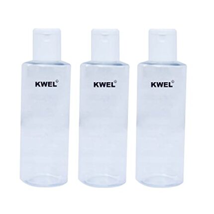 KWEL 300ml Refillable Empty Clear Plastic Sample Mini Bottle With Flip Caps For Fine Drop Liquid Atomizer Sanitizer Air Travel Loations Beauty Makeup (Pack of 3)