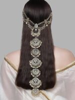 Karatcart Gold Plated Kundan & Pearl Bridal Wedding Hair Braid Choti for Women