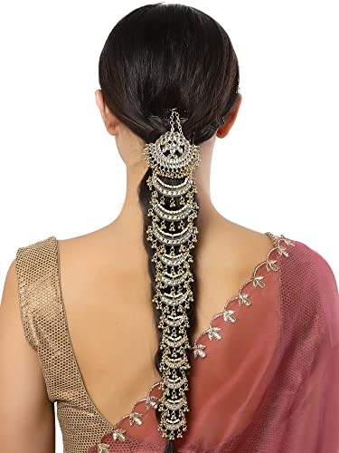 Karatcart Moon Shape Gold Plated Kundan Bridal Wedding Hair Braid Choti