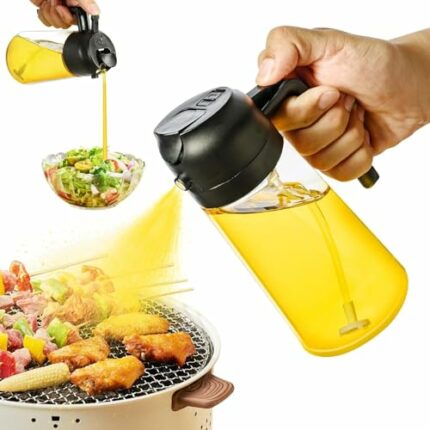 Kettlekane 500ml 2 in 1 Olive Oil Sprayer and Oil Dispenser Bottle for Kitchen, Glass Oil Bottle with Premium Nozzle, Oil Sprayer for Air Fryer, Salad,BBQ,Roasting (Multi Color) (Pack of 1)