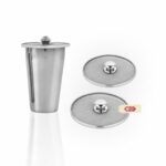 Kitchen Expert Stainless Steel Small Net Lid Set | Set of 3 (9 CM) | Glass Lid/Jali | Net Covers With Knob | Cup/Mugs Lids | Steel Round Shape Net Coasters | Strong & Sturdy Handle | Steel Net Ciba