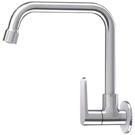 Kohler Beam Wall-Mount Sink Tap for Kitchen - Single Lever Cold-Only Kitchen Faucet - Brass, Silver Colour- Kitchen Water Tap with Swivel Spout - Easy Function, Versatile Design 25418IN-4-CP