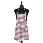 Kuber Industries Apron | Cotton Front Pocket Kitchen Apron | Check New Apron for Restaurent | Apron for Housewife | Chef Apron for Kitchen | Chef Bib Apron | Maroon