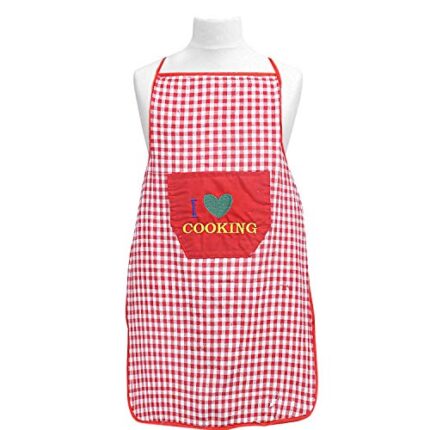 Kuber Industries Apron For Men And Woman|Waterproof Apron For Kitchen|Designer Front Pocket|RED