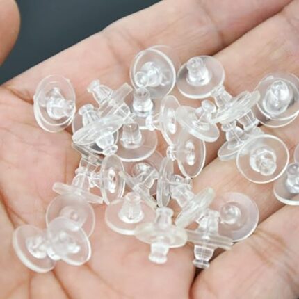 Kumu Jewellery Tools 200 Pcs Or 100 Pairs Approx of Clear (No Colour-Tansparent) Silicone Earrings Back Stopper / Silicone Earring Backs/ Clear Rubber Earring Backs/ Earring Safety Back Stopper/ Bluish Silicone Long Nose Back Stoppers/ Earring Push Buttons/ Findings Stud Earring Plugs for Gold, Diamond & Silver Earrings/ Earring Silicone Or Rubber Earnuts/ Earring Silicone Or Rubber Pech/ Rubber Earring Back/ Rubber Earring Stoppers Back/ Rubber Earring Stopper (Clear (No Colour-Tansparent))