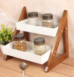 Kundi Versatile Wooden Triangular Spice Rack - 2-Tier Kitchen Countertop Organizer with Jars & Bottles Holder | Stylish Kitchen Storage & Décor (2 Tier)