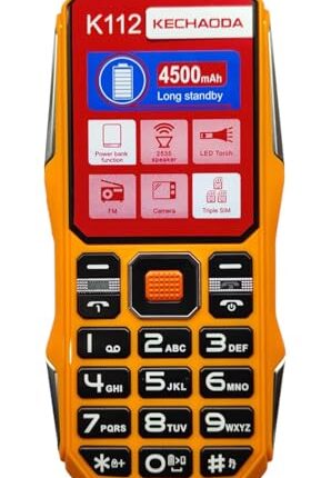 LEYSKY KECHAODA K112, Triple Sim Phone (Orange) Speaker with Amplifier, PMMA 2.5D Glass,1.3 MP Camera, Keypad Mobile, DJ Sound