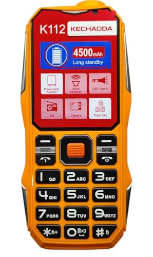 LEYSKY KECHAODA K112, Triple Sim Phone (Orange) Speaker with Amplifier, PMMA 2.5D Glass,1.3 MP Camera, Keypad Mobile, DJ Sound