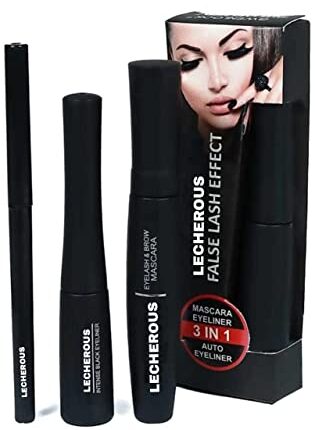 Lecherous Beauty 3 In 1 Combo Of Waterproof Eyeliner Semi-Matte Finish, Mascara With Kajal Pencil - Black