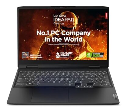 Lenovo IdeaPad Gaming 3 AMD Ryzen 7 7735HS 15.6" (39.62cm) FHD IPS 120Hz Gaming Laptop (16GB/512GB SSD/Win11/Office 2021/NVIDIA RTX 3050 6GB/Alexa/3 Month Game Pass/Onyx Grey/2.3Kg), 82SB00QSIN