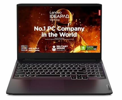 Lenovo [Smart Choice Ideapad Gaming 3 Laptop AMD Ryzen 5 5500H 15.6" (39.62Cm) Fhd IPS 300Nits 144Hz (8Gb/512Gb Ssd/Win11/Nvidia RTX 2050 4Gb/Alexa/3 Month Game Pass/Shadow Black/2.32Kg),82K20289In