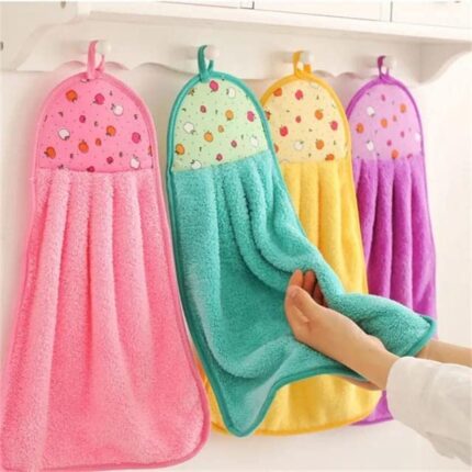 M-TEXITO Hand Towels | Wash Basin Hanging Hand Towel for Kitchen, Home | Cotton Sink Towel with Hanging Loop | Bathroom Towel Napkin with Loop | Soft & Super Absorbent (Multicolour) (Set of 4)