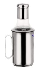 MARU Premium Stainless Steel Oil Dispenser 1 Litre (1000ml) Leak-Proof steel Oil Bottle for Kitchen, Durable Steel Cooking Oil Container with Nozzle & Handle