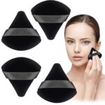 MAYCREATE® 4pcs Triangle Powder Puff Makeup Sponge Puff Makeup Puff for Face Powder Loose Powder, Skin-Friendly Beauty Makeup Tools, Wet and Dry Use - Black