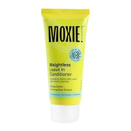 MOXIE BEAUTY Weightless Leave-In Conditioner-Mango Butter & Ginseng Root Extract Softer Smoother Hair & Frizz Control For Dry, Curl, Wavy & Frizzy Hair Advanced Moisturizer For (50 Ml),1 Count