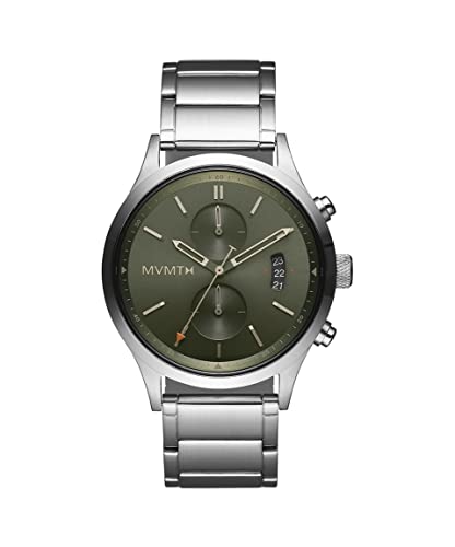 MVMT Havoc Chrono Qtz Fashion Chrono Green Round Dial Men's Analog Watch|Stainless Steel Material|Silver Color Band - 28000199-D