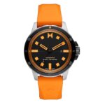 MVMT Minimal Sport Automatic Mech-Automatic Black Round Dial Men's Analog Watch|Orange Silicone Material|Orange Color Band - 28000318-D