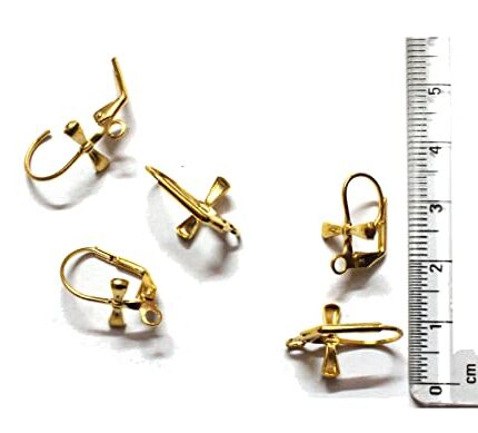 Mahabal Creations - French Earring Hooks Leverback Ear Wires Earwire Gold Plated Brass Earrings Making Findings 5 Pairs (5 Pairs with Bow Shape)