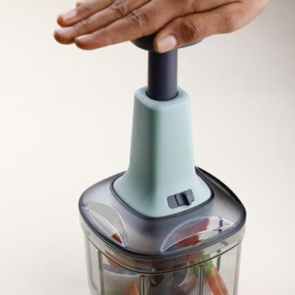 Manual Push Chopper 900ml Steel Blade Hand Press Vegetables Chopper Kitchen for Cutting Salad, Onion, Chilly Mixer (Sea Green)