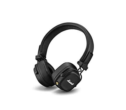 Marshall Major IV Wireless On-Ear Headphones with 80+ hours of Playtime, Multi-Dimensional Control Knob, Wireless Charging- Black