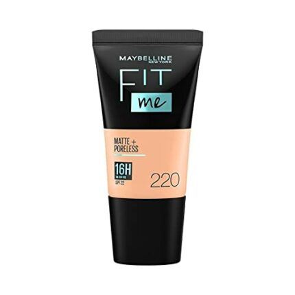 Maybelline New York Liquid Foundation, Matte & Poreless, Full Coverage Blendable Normal to Oily Skin, Fit Me, 220 Natural Beige, 18ml