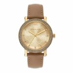 Michael Kors Leather Analog Gold Dial Women Watch-Mk2986, Brown Band