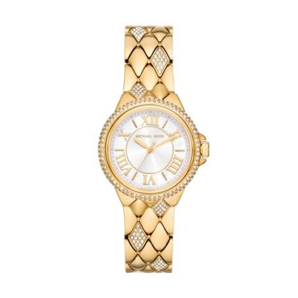 Michael Kors Stainless Steel Analog White Dial Women Watch-Mk4801, Gold Band