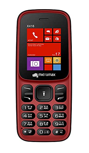 Micromax All-New X416 keypad Mobile with 1.8" Screen|Auto Call Recording | Power Saving Mode| Bright Torch | Expandable Storage Upto 16GB | Wireless FM | Black & Red|