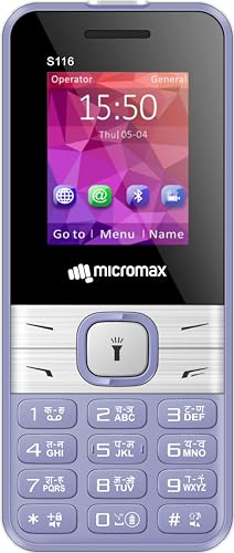 Micromax S116, Dual Sim Keypad with Long Lasting Battery & Dedicated Notification Ring, Wireless FM with Auto Call Recording | Purple