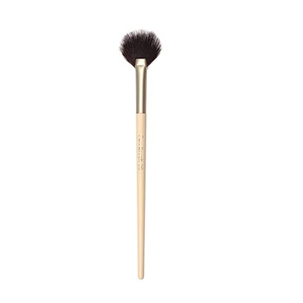 Milagro Beauty Brush 08, Flat Fan Shape Highlighter Bronzer Cheekbones Ultrasoft Vegan Fiber Bristles Wooden Handle Aluminium Ferrule Face Makeup Tool