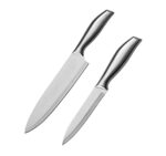 Mockery 2 Piece Kitchen Knife Set Including Chef's Knife, Vegetable Knife or Paring Knife, Sharp Stainless Steel Knife, Non-Stick, Soft Touch Handles, Silver (Utility & Chef's Knife-C)